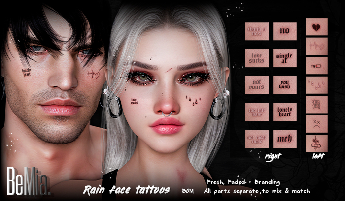 BeMia. Rain face tattoos - (Add)