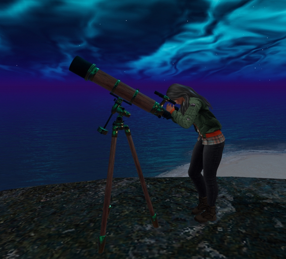 PBR Telescope, Wood, with pose PROMO