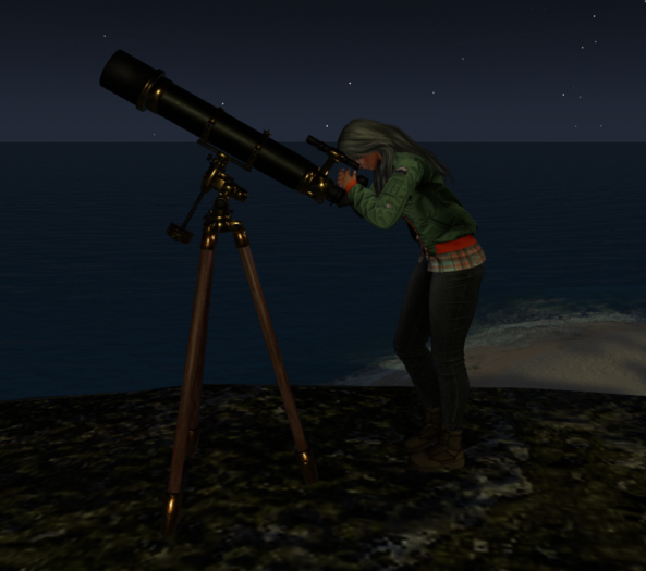 PBR Telescope, Black and brass, with pose PROMO