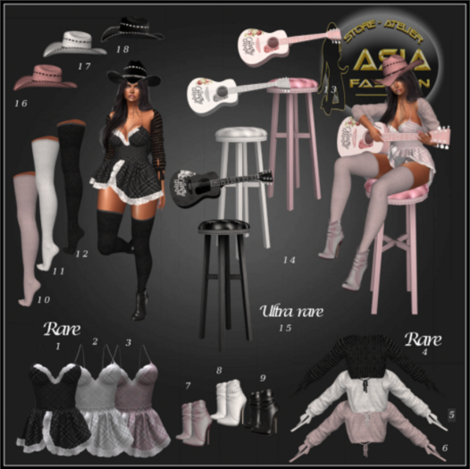 *ASIA* COUNTRY MUSIC (Full Pink Outfit+Stool)