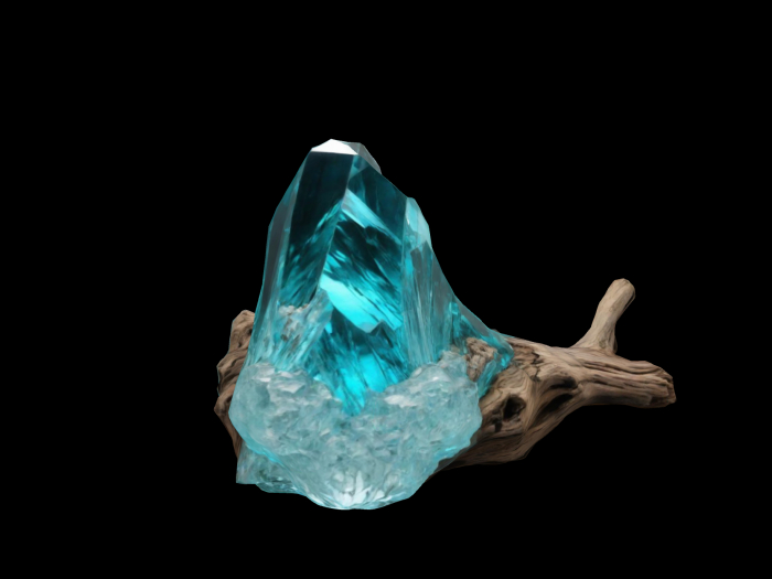 HB: Luminous Aquamarine Crystal Driftwood FuLL PERM
