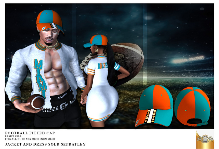 ~MM~ FOOTBALL FITTED CAP DOLPHINS
