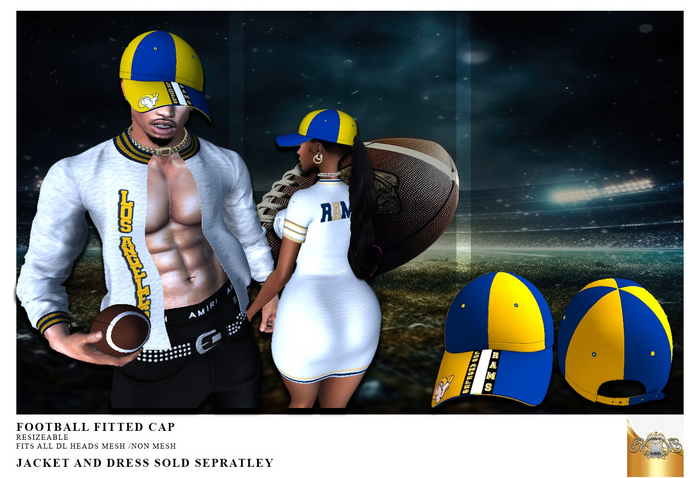 ~MM~ FOOTBALL FITTED CAP CALIFORNIA RAMS