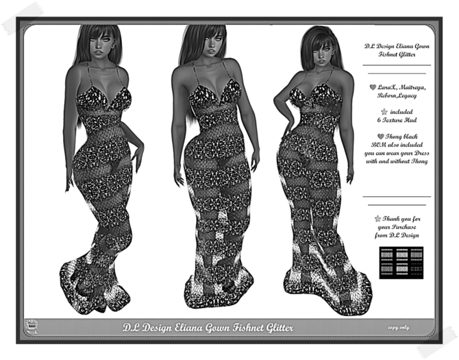 D.L Design Eliana Gown Fishnet Glitter Demo
