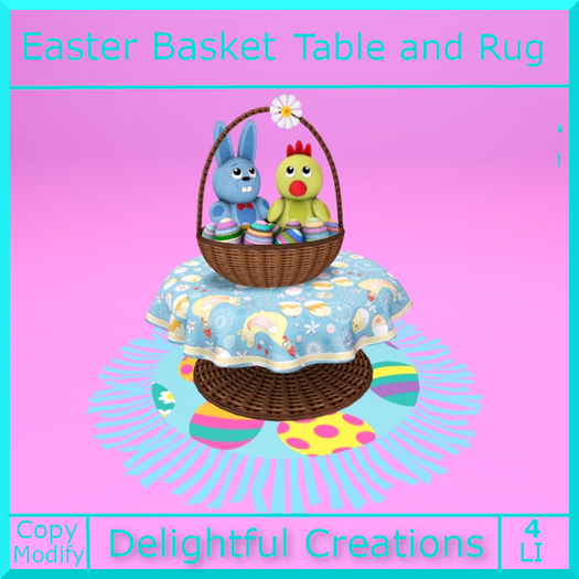 Easter Stuffed Basket, Table and Rug