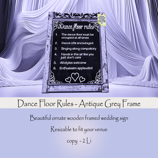 Dance Floor Rules Antique Grey Frame