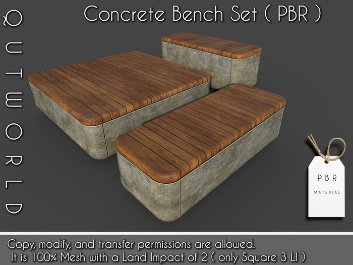 .::QUTWORLDT Concrete Bench Set_PBR::.FP 