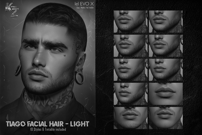 #DEMO KARMAZZ Tiago Facial Hair - Light Version - EVOX