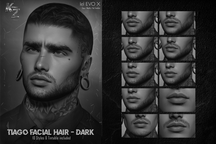 #DEMO KARMAZZ Tiago Facial Hair - Dark Version - EVOX