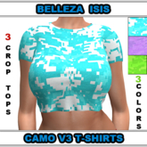 Debbie-Crop Top T-Shirt Camo Set #3 For The Belleza Isis Body