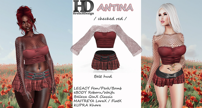ANTINA SET / checked red    / HD