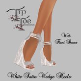 TIPTOE White Satin Wedge Heels-White-Ideal for Weddings