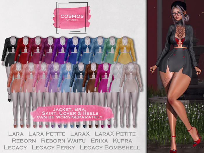 [COSMOS] Chiara Outfit Set Leather w/Heels / 20 Colors Fatpack