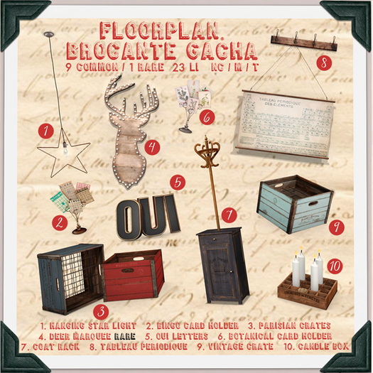 floorplan. Brocante Gacha COMPLETE SET