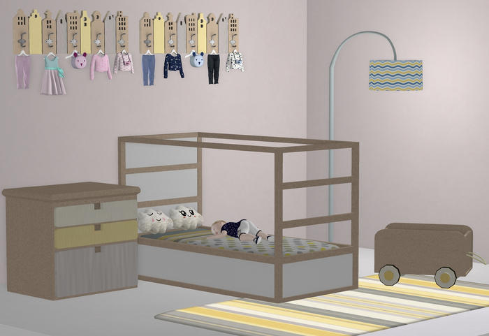 MICASADELARBOL ZOOBY CRIB GRAY & YELLOW PACK