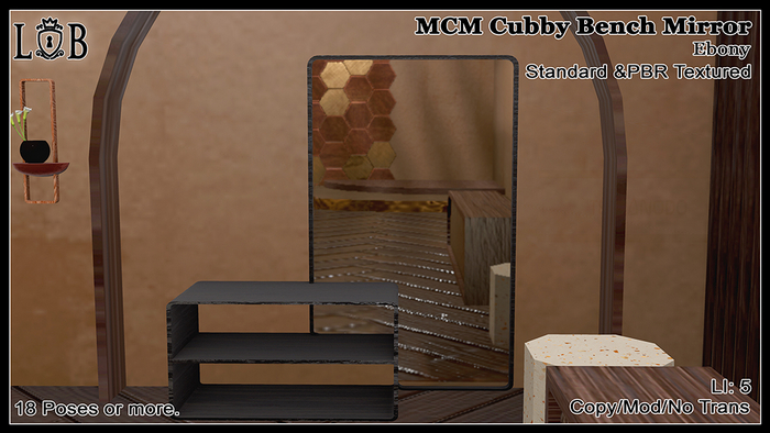 ~L:B~ MCM Cubby Bench Mirror- Ebony 