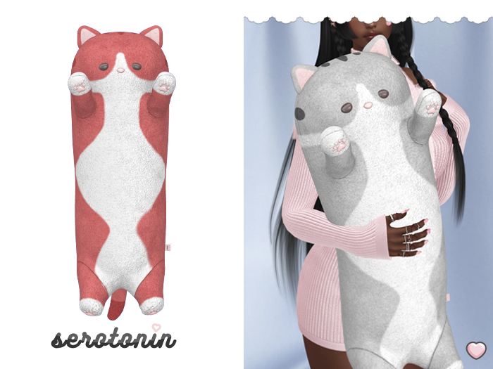 serotonin. long kitty plush : red