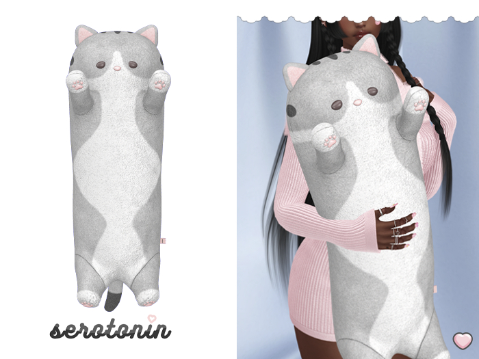 serotonin. long kitty plush : gray