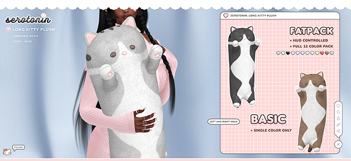 serotonin. long kitty plush : fatpack