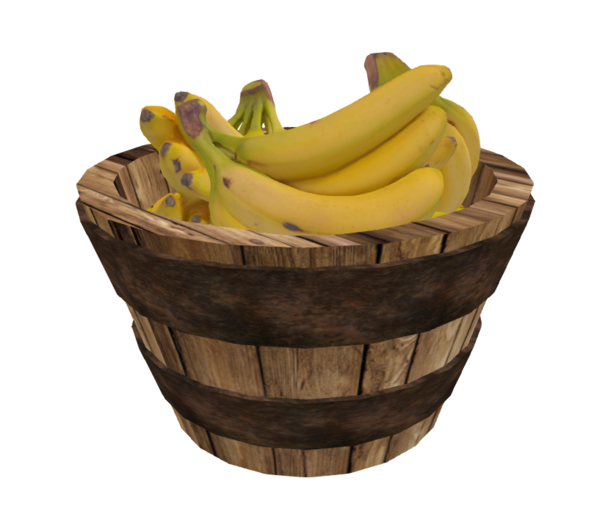 Old Wooden Bucket with Bananas ~ Decor