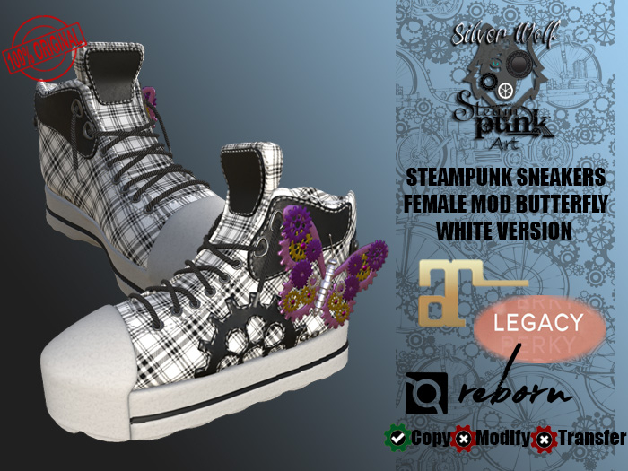 SW - Steampunk Sneakers Butterfly for Female Human White(Box)