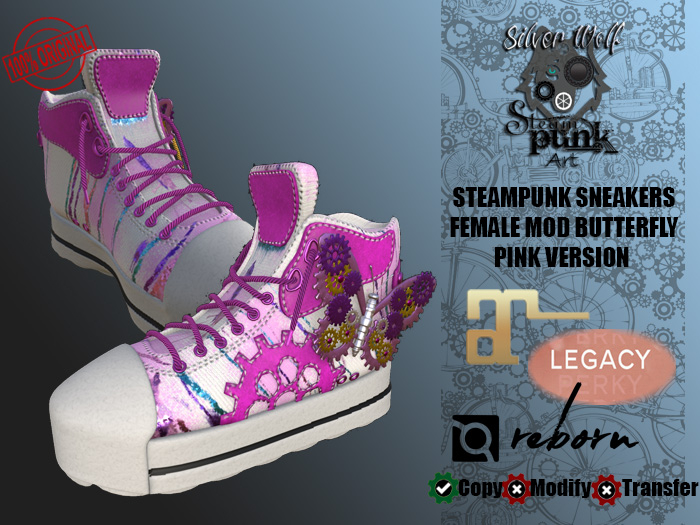 SW - Steampunk Sneakers Butterfly for Female Human Pink(Box)