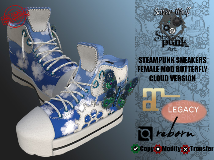 SW - Steampunk Sneakers Butterfly for Female Human Cloud(Box)
