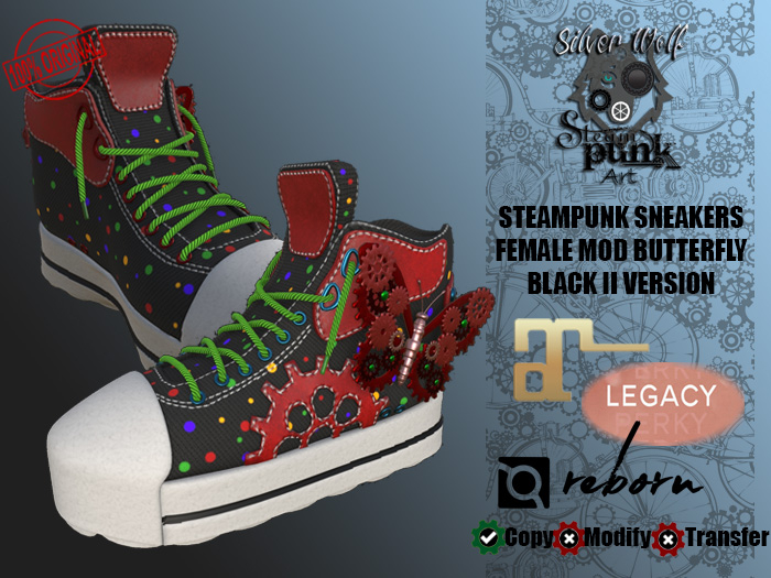 SW - Steampunk Sneakers Butterfly Female Human Black II (Box)