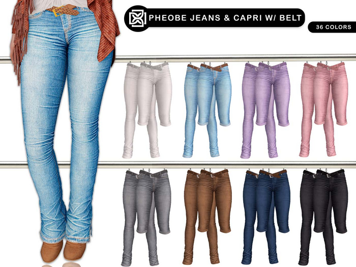 Addams - Pheobe - Jeans & Capri with Belt #FATPACK