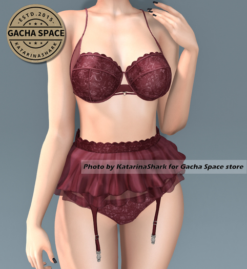 REIGN.- GISELE LINGERIE SET(MAITREYA)- CHERRY