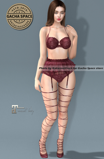 REIGN.- GISELE LINGERIE AND HEELS (MAITREYA)- CHERRY