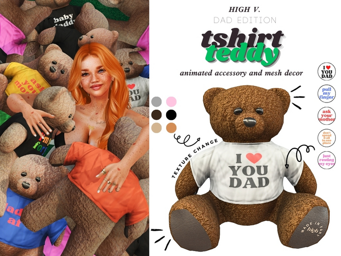 [high v.] tshirt teddy dad edition unpacker
