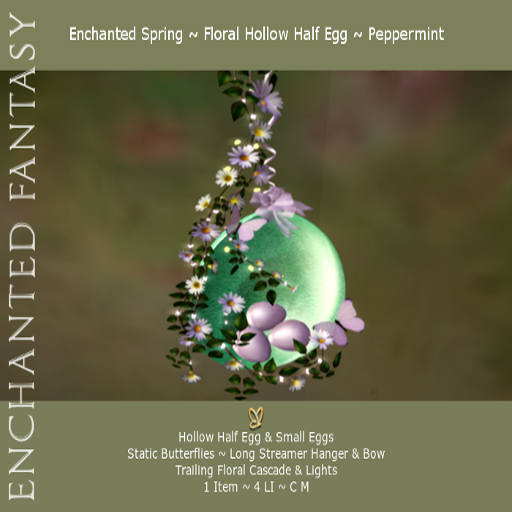 Enchanted Spring ~ Floral Hollow Half Egg ~ Peppermint