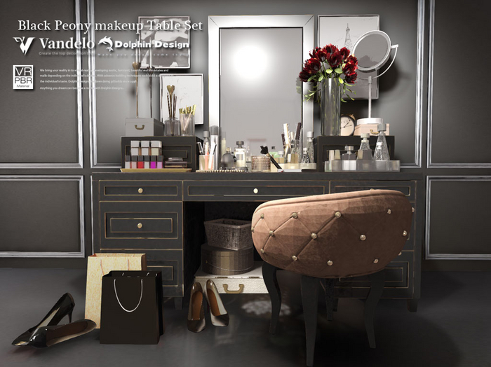 [Vandelo]Black peony makeup table Set