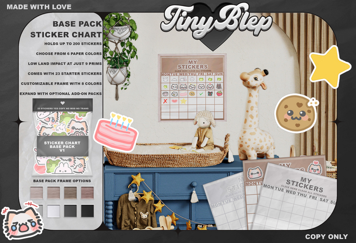 . Tiny Blep . Sticker Chart . Base Pack 1