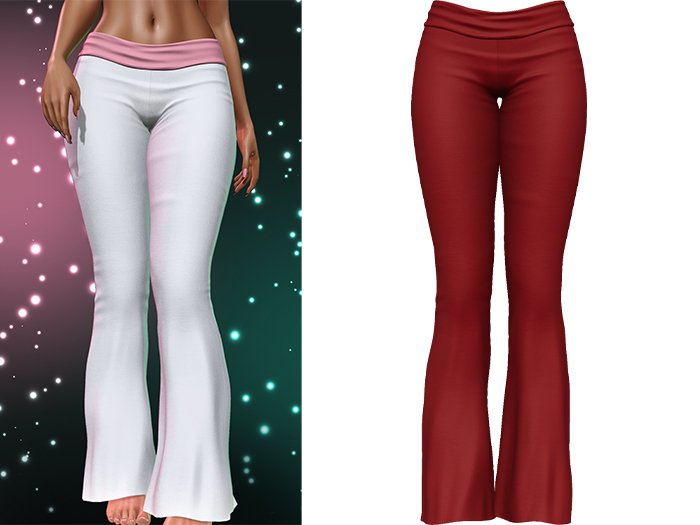 Flo Rolled Flare Pants [Ruby Red] - Maitreya LaraX • PetiteX • eBody Reborn • Legacy Yoga Bottoms
