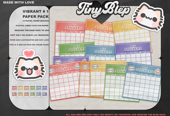 . Tiny Blep . Sticker Chart . Vibrant Paper Hud