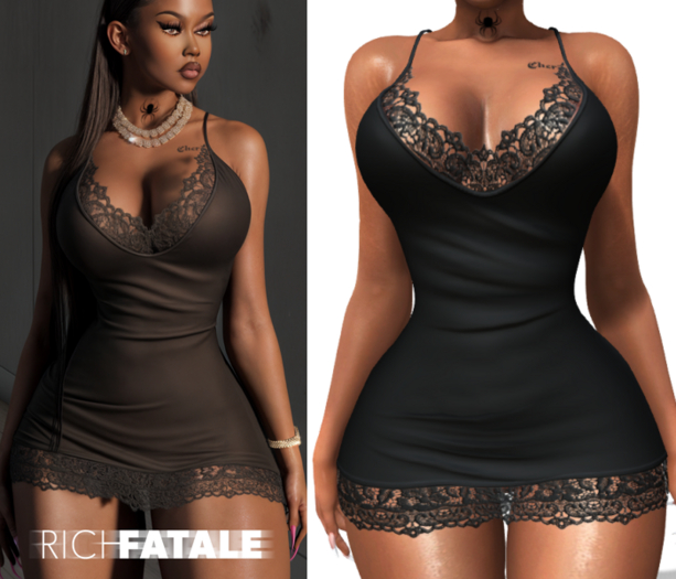 $RICH FATALE - BASIC SLIP BODYCON - ONYX