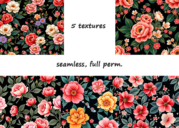 5 Floral Seamless Textures FP