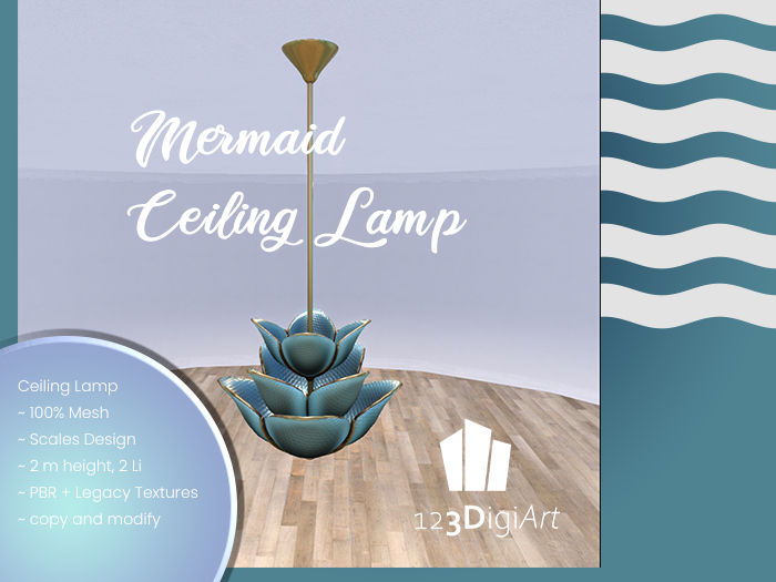 AZ Mermaid Ceiling Lamp diffuseblue gold (c,m)
