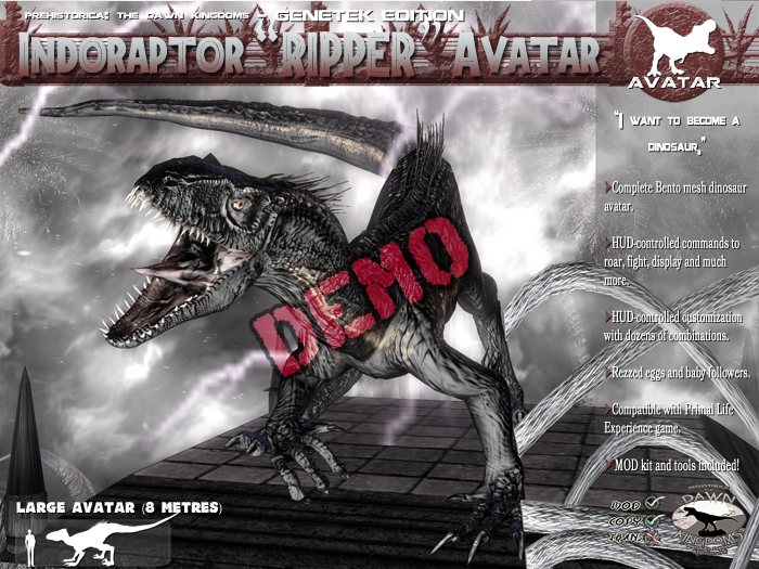 {DEMO} "Indomitable Ripper" Hybrid [GENETIC EDITION] MESH DINOSAUR AVATAR ~ Prehistorica: The Dawn Kingdoms