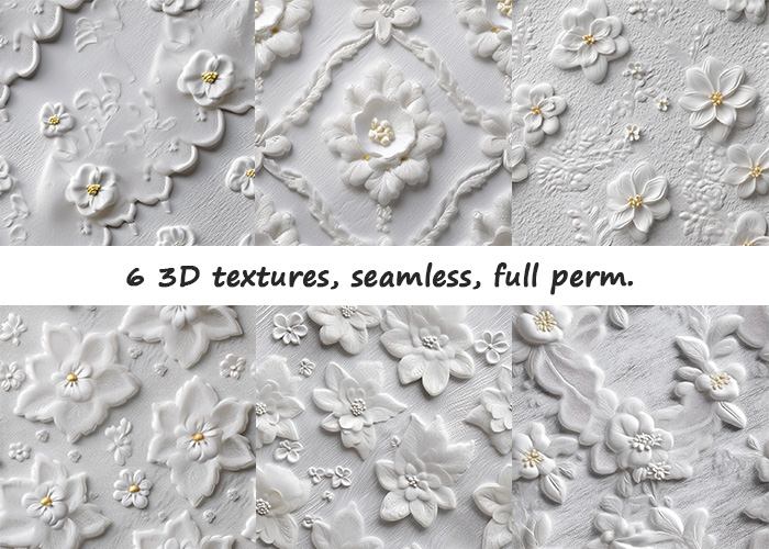 6 3D Lace Seamless Textures FP