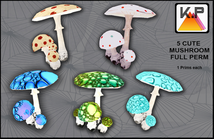 5 Cute Mushrooms Full Perm