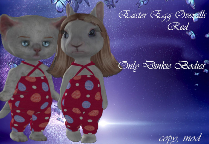 Dinkies Easter Egg Overalls Red