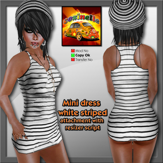 Coxi -  Mini Dress White Striped