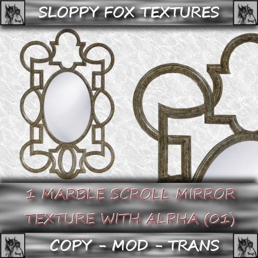 !!!SFD!!! Mirror Texture with Marble Scroll Design / 1024x1024 / Full Perm / With Alpha Channel (01)