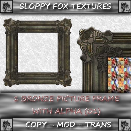!!!SFD!!! Bronze Picture Frame Texture with Alpha / 512x512 / Full Perm (01)