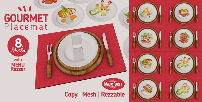 GOURMET Placemat [8 Meals w/Rezzer Menu]