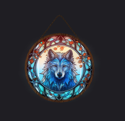 ~RKK~ Blue Wolf Suncatcher