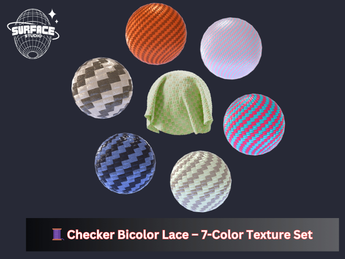PBR Checker Bicolor Lace – 7-Color Texture Set
